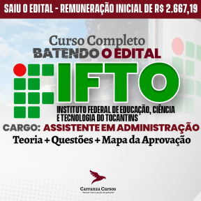 Logo CURSO COMPLETO - IFTO - Instituto Federal de Educação, Ciência e Tecnologia do Tocantins - Assistente em Administração