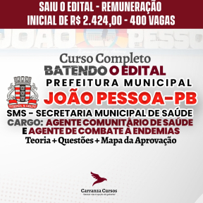 Logo SMS - João Pessoa PB - Prefeitura de João Pessoa - Agente de Combate à Endemias & Agente Comunitário de Saúde - CURSO COMPLETO