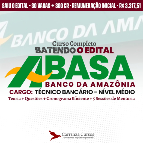 Logo CURSO COMPLETO | BASA - Banco da Amazônia - Técnico Bancário