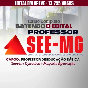 Logo SEE MG - Secretaria de Estado de Educação de Minas Gerais - Professor de Educação Básica - Curso completo