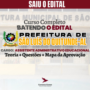 Logo CURSO COMPLETO - Prefeitura de São Luís do Quitunde AL - Assistente Administrativo Educacional