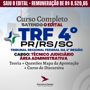 Logo TRF4 - Tribunal Regional Federal da 4ª Região - CURSO COMPLETO - Cargo: Técnico Judiciário - Área Administrativa