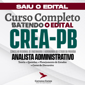 Logo CREA PB - Conselho Regional de Engenharia e Agronomia da Paraíba - CURSO COMPLETO - Cargo: Analista Administrativo