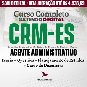 Logo CRM ES - Conselho Regional de Medicina do Estado do Espírito Santo - CURSO COMPLETO - Cargo: Agente Administrativo