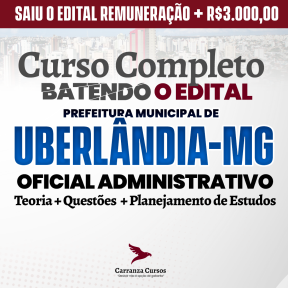 Logo Prefeitura de Uberlândia/MG - CURSO COMPLETO - Cargo: Oficial Administrativo