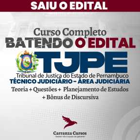 Logo TJPE - Tribunal de Justiça de Pernambuco - CURSO COMPLETO - Cargo: Técnico Judiciário - Área Judiciária