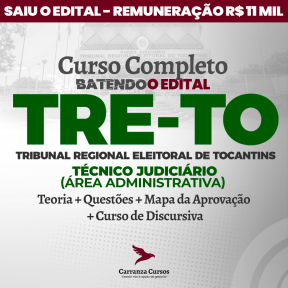 Logo TRE TO - Tribunal Regional Eleitoral de Tocantins - CURSO COMPLETO - Cargo: Técnico Judiciário - Área Administrativa