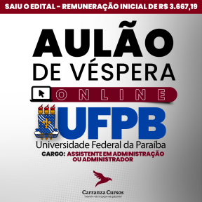 Logo UFPB Aulão (08/02 às 08h) - Universidade Federal da Paraíba - Assistente em Administração - Aulão de véspera