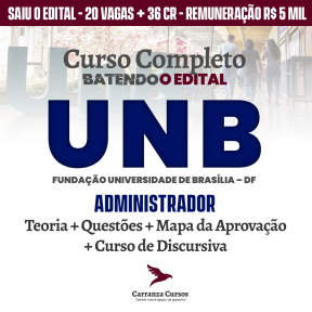 Logo UNB - Universidade de Brasília - CURSO COMPLETO - Cargo: Administrador