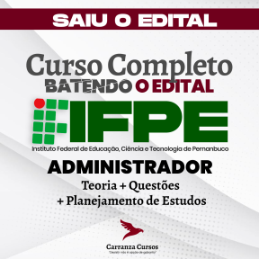 Logo IFPE - Instituto Federal de Educação, Ciência e Tecnologia de Pernambuco - CURSO COMPLETO - Cargo: Administrador