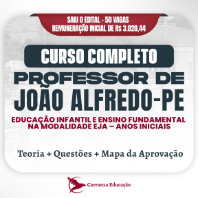 Logo Prefeitura de João Alfredo - Cargo: Professor de educação infantil, ensino regular anos iniciais e ensino fundamental na modalidade educação de jovens e adultos anos iniciais - Cur