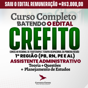 Logo CREFITO1 - Conselho Regional de Fisioterapia e Terapia Ocupacional da 1ª região - CURSO COMPLETO - Cargo: Assistente Administrativo