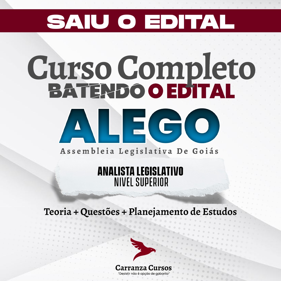 ALEGO - Assembleia Legislativa do Estado de Goiás - CURSO COMPLETO -  Cargo: Analista Legislativo - Analista Administrativo