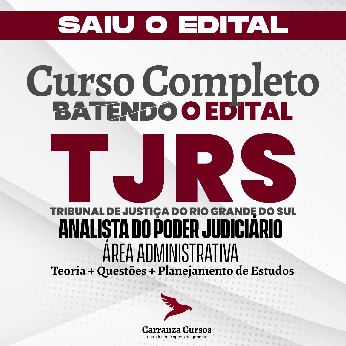 Logo TJRS - Tribunal de Justiça do Rio Grande do Sul - CURSO COMPLETO - Cargo: Analista do Poder Judiciário - Área: Administrativa