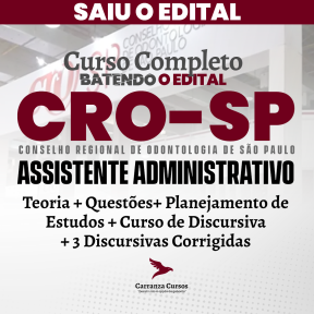 Logo CRO SP - Conselho Regional de Odontologia de São Paulo - CURSO COMPLETO - Cargo: Assistente Administrativo