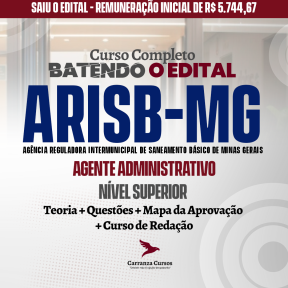 Logo ARIBS - Agência Reguladora de Serviços de Saneamento de Minas Gerais (ARISB-MG) - Agente Administrativo - Curso Completo