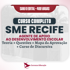 Logo SME RECIFE - Secretaria de Educação do Município do Recife - Agente de Apoio ao Desenvolvimento Escolar Especial - Curso Completo