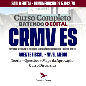Logo CRMV ES - Conselho Regional de Medicina Veterinária do Estado do Estado do Espírito Santo - CURSO COMPLETO - Cargo: Agente Fiscal