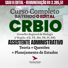 Logo CRBio - Conselho Regional de Biologia - 5ª região - CURSO COMPLETO - Cargo: Auxiliar Administrativo