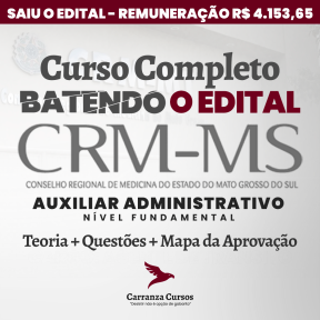 Logo CRM MS - Conselho Regional de Medicina de Mato Grosso do Sul - CURSO COMPLETO - Cargo: Auxiliar Administrativo