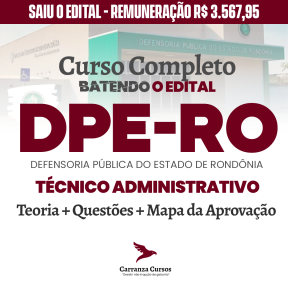 Logo DPE RO - Defensoria Pública do Estado de Rondônia - CURSO COMPLETO - Cargo: Técnico Administrativo