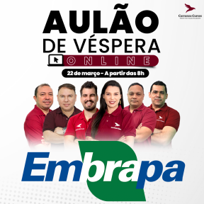 Logo EMBRAPA Aulão (22/03 às 08h) - Empresa Brasileira de Pesquisa Agropecuária - Suprimento, Manutenção e Serviços - Sub área: Suporte à Gestão - Aulão de véspera
