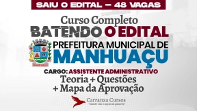 Logo Prefeitura Municipal de Manhuaçu - MG - Assistente Administrativo - Curso Completo