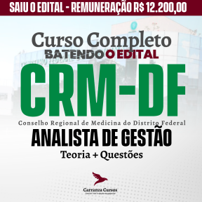 Logo CRM DF - Conselho Regional de Medicina do Distrito Federal - CURSO COMPLETO - Cargo: Analista de Gestão