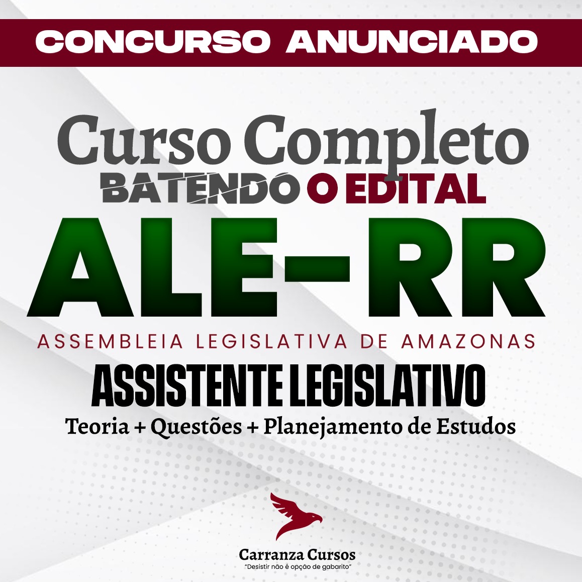 Curso ALE RR - Assembleia Legislativa de Roraima - CURSO COMPLETO - Cargo: Assistente Legislativo
