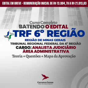 Logo TRF 6° Região - Tribunal Regional Federal da 6ª Região - Analista Judiciário - Área Administrativa - Curso Completo