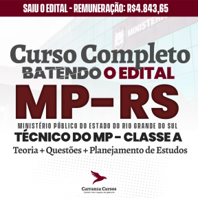 Logo MPRS - Ministério Público do Estado do Rio Grande do Sul - CURSO COMPLETO - Cargo: Técnico do MP