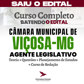 Logo Câmara Municipal de Viçosa MG - CURSO COMPLETO – Cargo: Agente legislativo