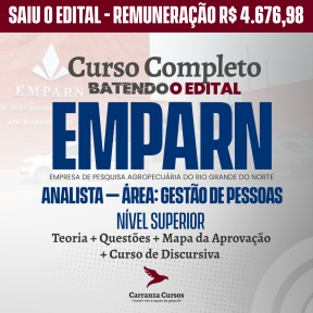 Logo EMPARN - Empresa de Pesquisa Agropecuária do Rio Grande do Norte - CURSO COMPLETO - Cargo: Analista – Área: Gestão de Pessoas