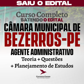 Logo Câmara de Bezerros/PE - CURSO COMPLETO - Cargo: Agente Administrativo