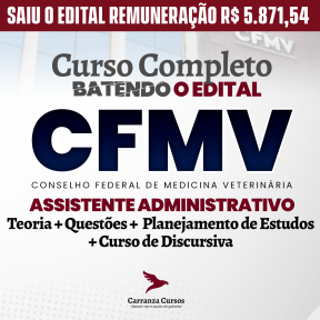 Logo CFMV - Conselho Federal de Medicina Veterinária - CURSO COMPLETO - Cargo: Assistente Administrativo