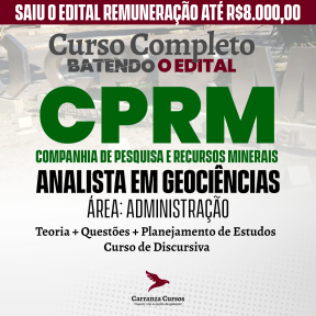 Logo CPRM - Companhia de Pesquisa de Recursos Minerais - CURSO COMPLETO - Cargo: Analista em Geociências - Área: Administração