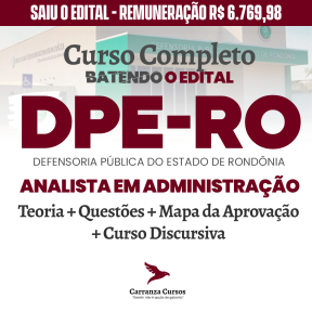 Logo DPE RO - Defensoria Pública do Estado de Rondônia - CURSO COMPLETO - Cargo: Analista em Administração