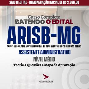 Logo ARIBS - Agência Reguladora de Serviços de Saneamento de Minas Gerais (ARISB-MG) - Assistente Administrativo - Curso Completo