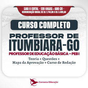 Logo Prefeitura de Itumbiara GO - Cargo: Professor de Educação Básica - PEB I - Pedagogia - Curso Completo