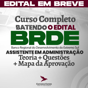 Logo BRDE - Banco Regional de Desenvolvimento do Extremo Sul - CURSO COMPLETO - Cargo: Assistente Administrativo