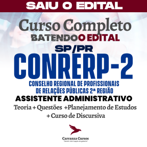 Logo CONRERP-2 SP/PR - Conselho Regional de Profissionais de Relações Públicas 2ª Região - CURSO COMPLETO - Cargo: Assistente Administrativo