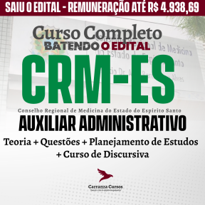 Logo CRM ES - Conselho Regional de Medicina do Estado do Espírito Santo - CURSO COMPLETO - Cargo: Auxiliar Administrativo