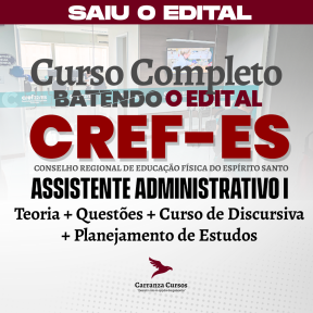 Logo CREF22/ES - Conselho Regional de Educação Física do Espírito Santo - CURSO COMPLETO - Cargo: Assistente Administrativo