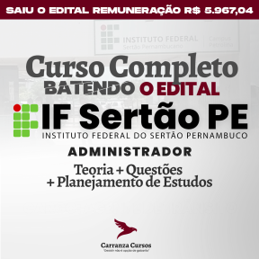 Logo IF SERTÃO PE - Instituto Federal de Educação, Ciência e Tecnologia - CURSO COMPLETO - Cargo:Administrador